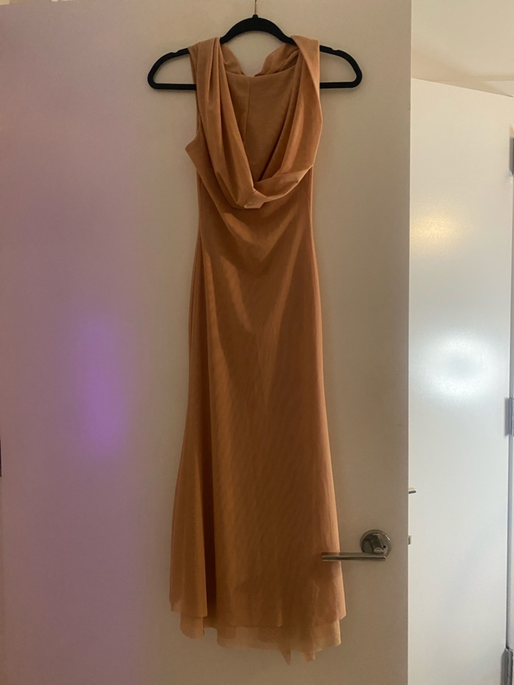 Elegant Cowl Neck Maxi Dress in Camel